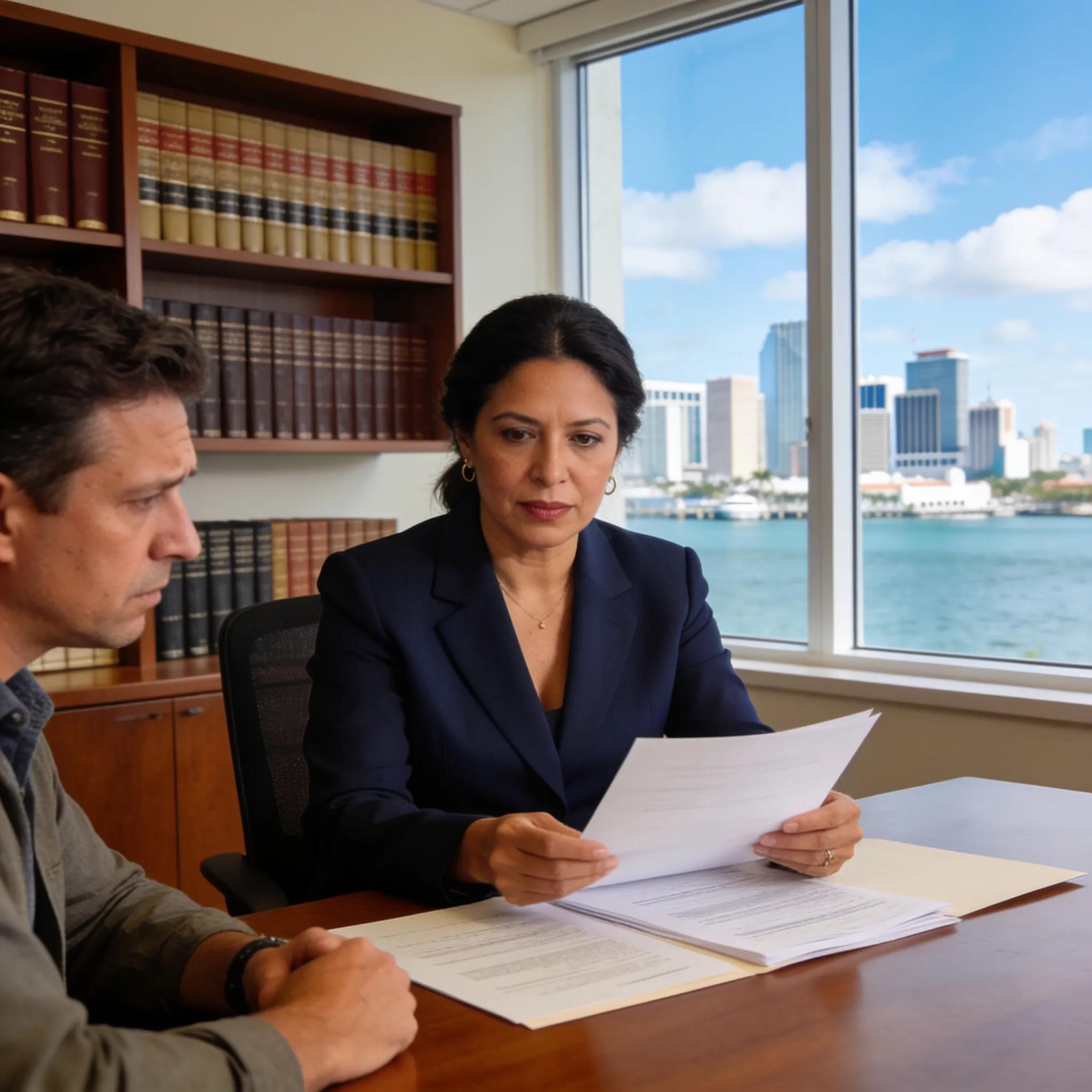 Personal injury attorney consulting with a client in Fort Lauderdale office.